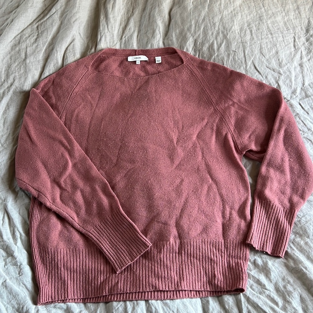 VINCE | Wool + Cashmere Blend Rose Sweater